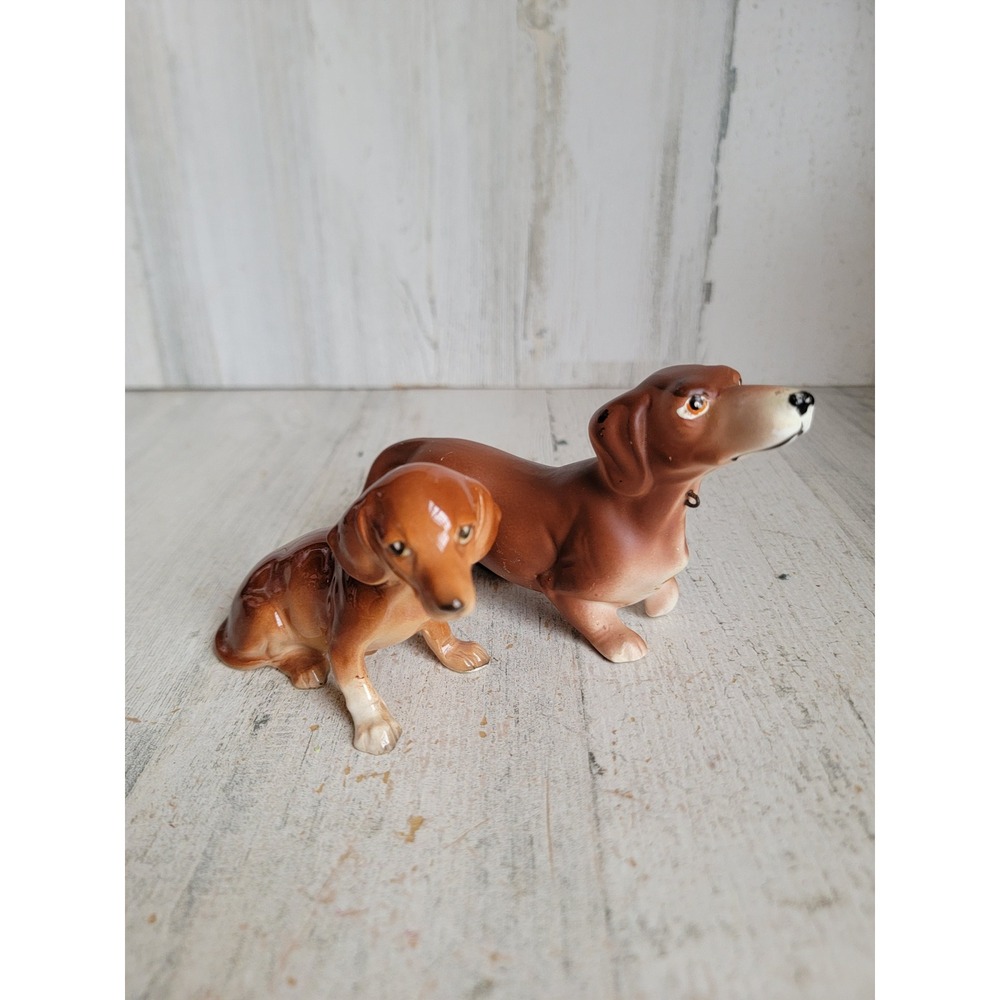 Vintage wiener dog puppy figure home pet‎ decor set unique animal